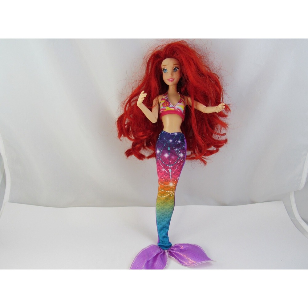 Disney Princess Ariel Mermaid Doll Red Hair Rainbow Tail The Little Mermaid